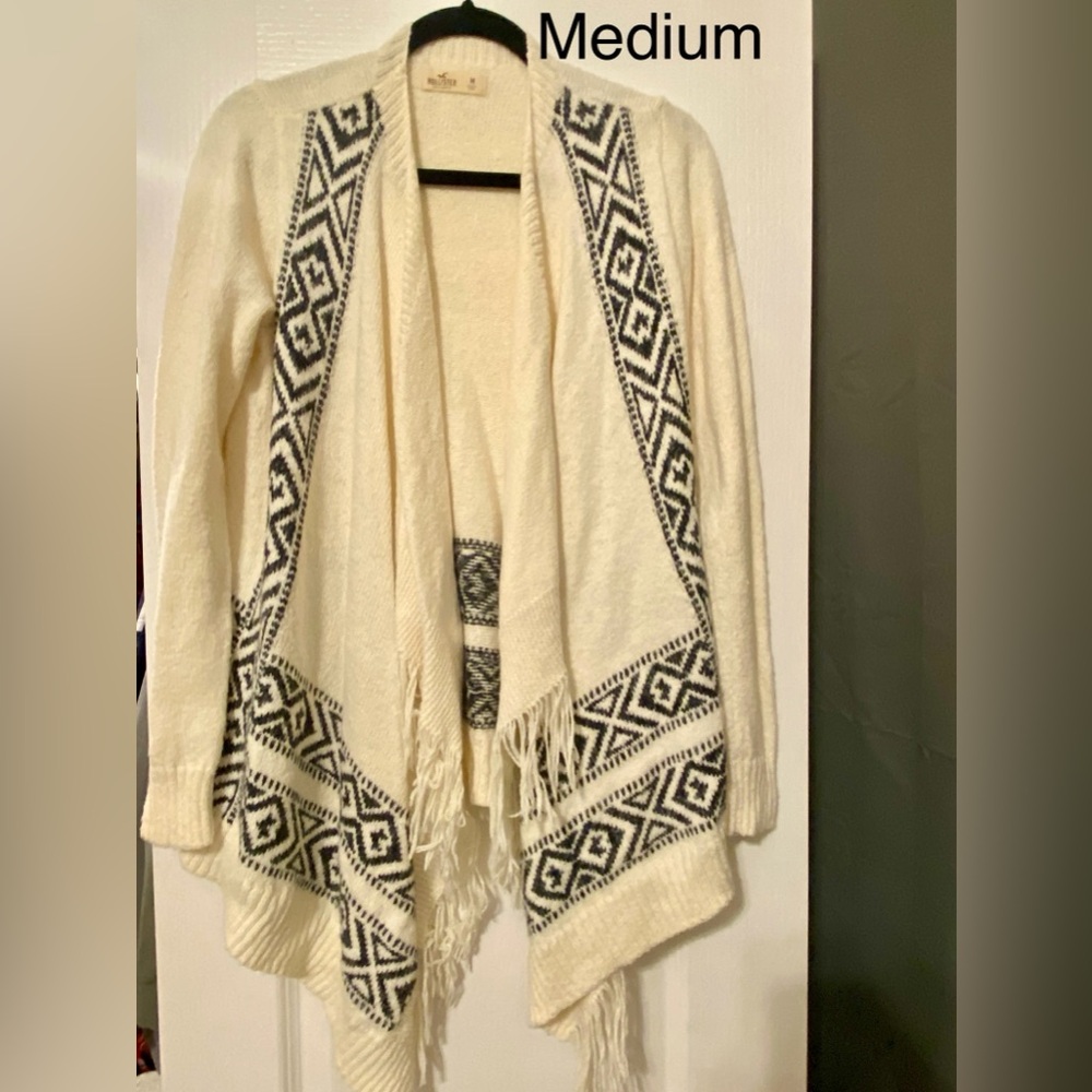 Women's Cream and Black Patterned Sweater